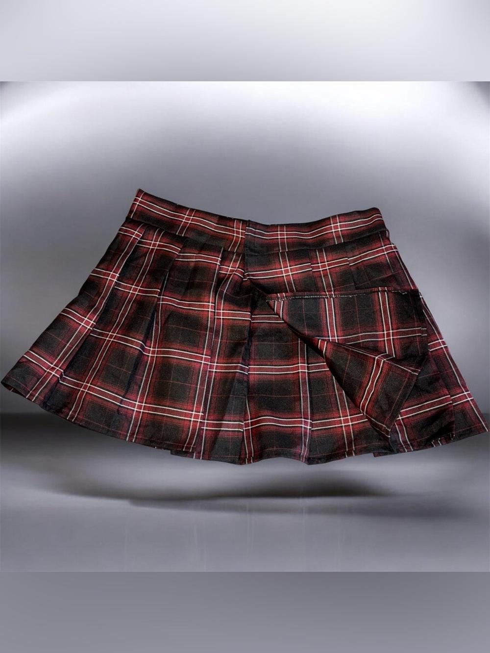Red Plaid Pleated Mini Skirt Preppy Schoolgirl